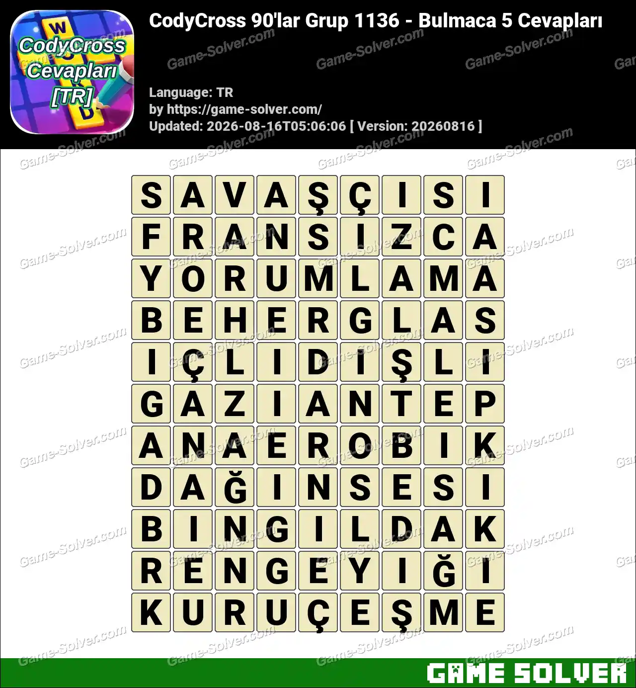 CodyCross 90’lar Grup 1136 – Bulmaca 5 Cevapları